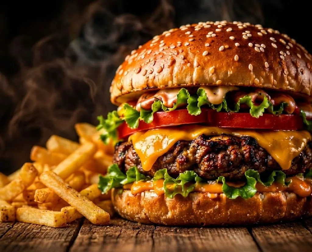 Hamburguesa con papas fritas